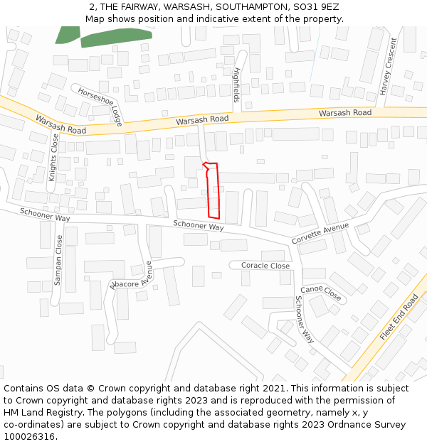 2, THE FAIRWAY, WARSASH, SOUTHAMPTON, SO31 9EZ: Location map and indicative extent of plot