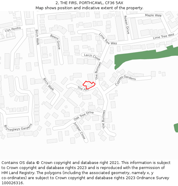 2, THE FIRS, PORTHCAWL, CF36 5AX: Location map and indicative extent of plot