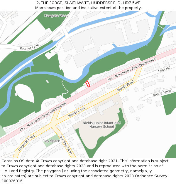 2, THE FORGE, SLAITHWAITE, HUDDERSFIELD, HD7 5WE: Location map and indicative extent of plot