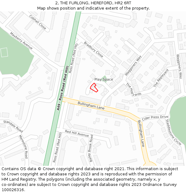 2, THE FURLONG, HEREFORD, HR2 6RT: Location map and indicative extent of plot