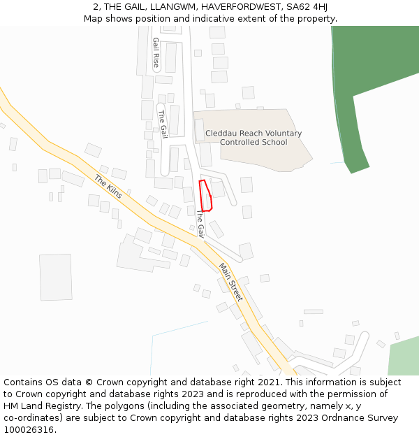 2, THE GAIL, LLANGWM, HAVERFORDWEST, SA62 4HJ: Location map and indicative extent of plot