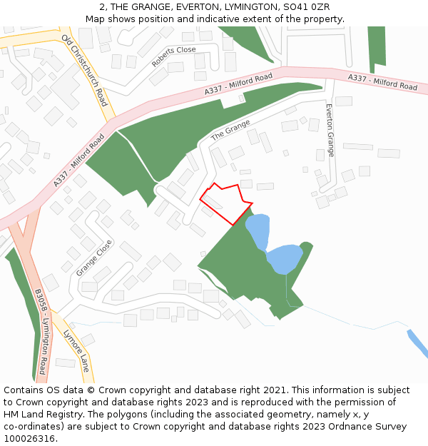 2, THE GRANGE, EVERTON, LYMINGTON, SO41 0ZR: Location map and indicative extent of plot