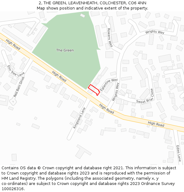 2, THE GREEN, LEAVENHEATH, COLCHESTER, CO6 4NN: Location map and indicative extent of plot