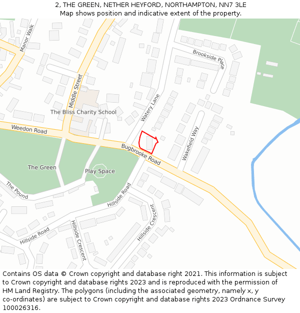 2, THE GREEN, NETHER HEYFORD, NORTHAMPTON, NN7 3LE: Location map and indicative extent of plot