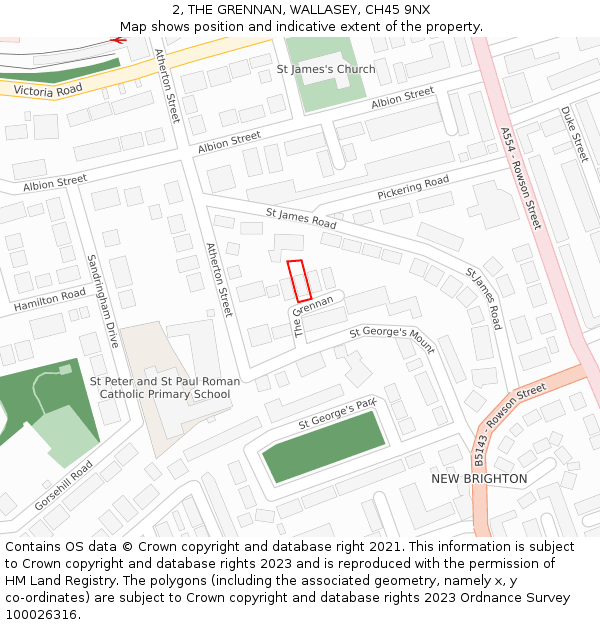 2, THE GRENNAN, WALLASEY, CH45 9NX: Location map and indicative extent of plot