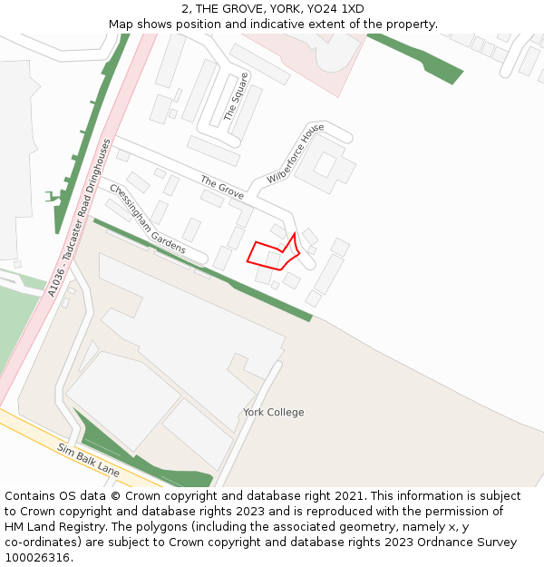 2, THE GROVE, YORK, YO24 1XD: Location map and indicative extent of plot