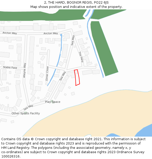 2, THE HARD, BOGNOR REGIS, PO22 6JS: Location map and indicative extent of plot