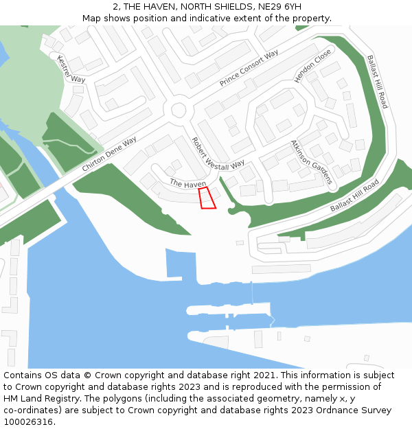 2, THE HAVEN, NORTH SHIELDS, NE29 6YH: Location map and indicative extent of plot