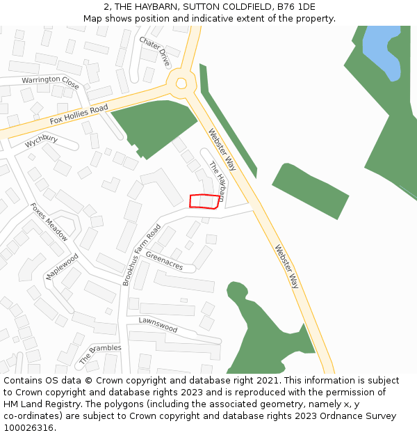2, THE HAYBARN, SUTTON COLDFIELD, B76 1DE: Location map and indicative extent of plot