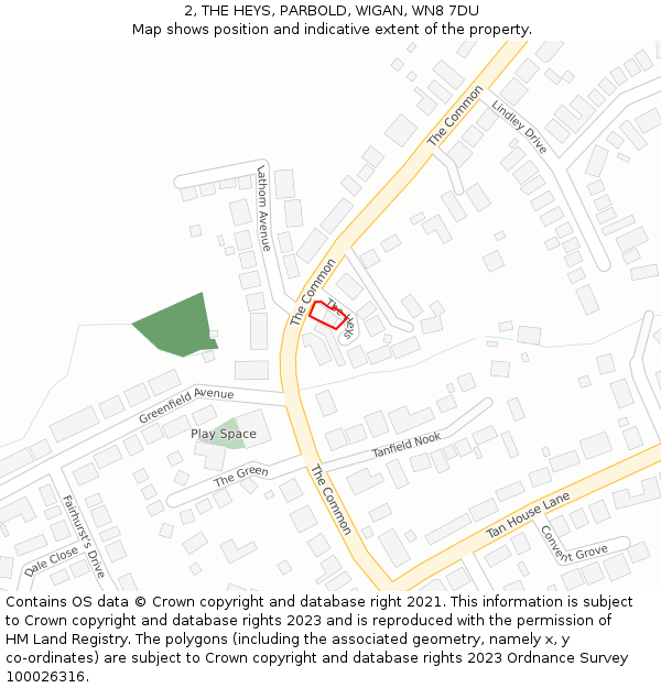 2, THE HEYS, PARBOLD, WIGAN, WN8 7DU: Location map and indicative extent of plot