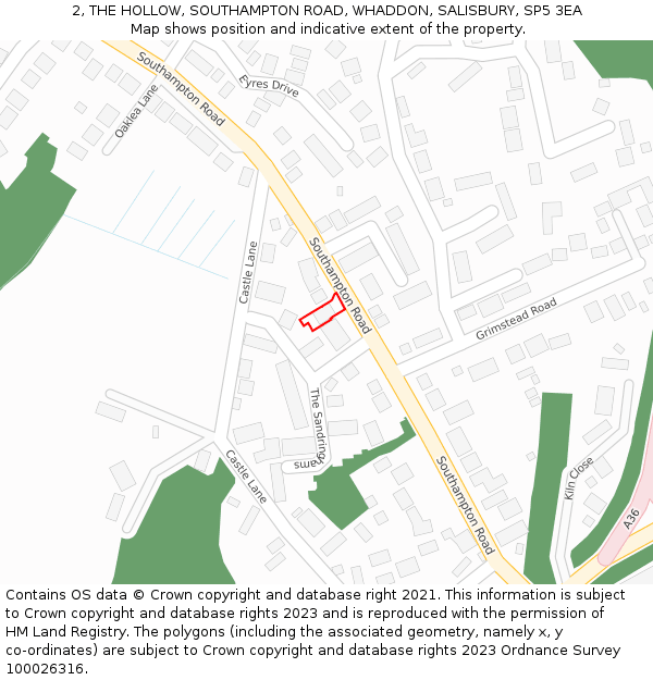 2, THE HOLLOW, SOUTHAMPTON ROAD, WHADDON, SALISBURY, SP5 3EA: Location map and indicative extent of plot