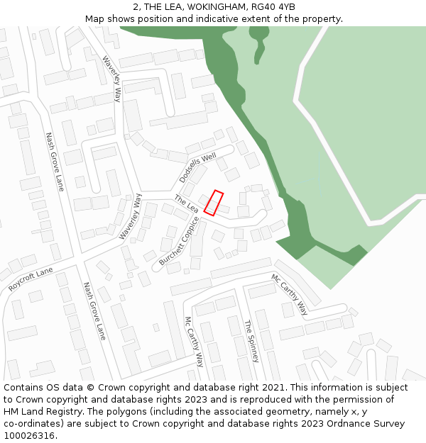 2, THE LEA, WOKINGHAM, RG40 4YB: Location map and indicative extent of plot