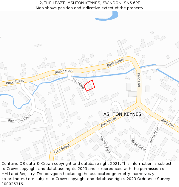 2, THE LEAZE, ASHTON KEYNES, SWINDON, SN6 6PE: Location map and indicative extent of plot