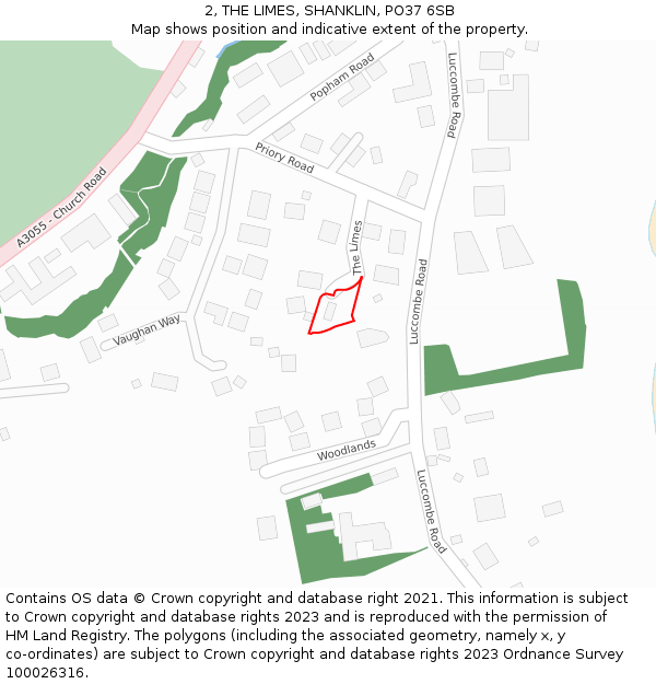 2, THE LIMES, SHANKLIN, PO37 6SB: Location map and indicative extent of plot
