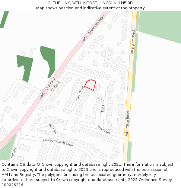 2, THE LINK, WELLINGORE, LINCOLN, LN5 0BJ: Location map and indicative extent of plot