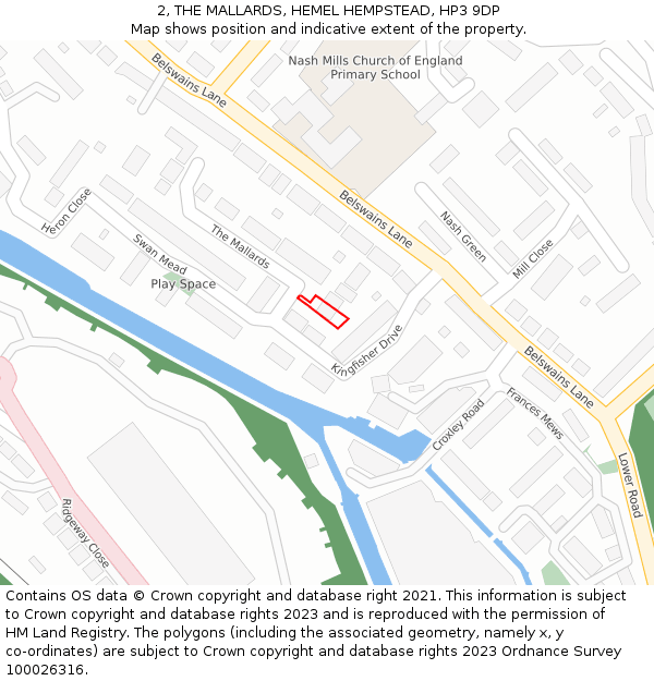 2, THE MALLARDS, HEMEL HEMPSTEAD, HP3 9DP: Location map and indicative extent of plot