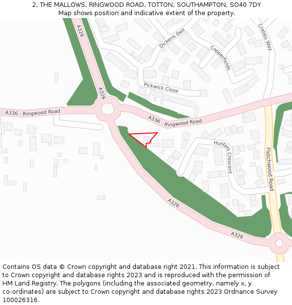 2, THE MALLOWS, RINGWOOD ROAD, TOTTON, SOUTHAMPTON, SO40 7DY: Location map and indicative extent of plot