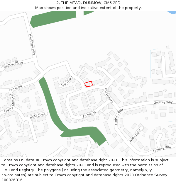 2, THE MEAD, DUNMOW, CM6 2PD: Location map and indicative extent of plot