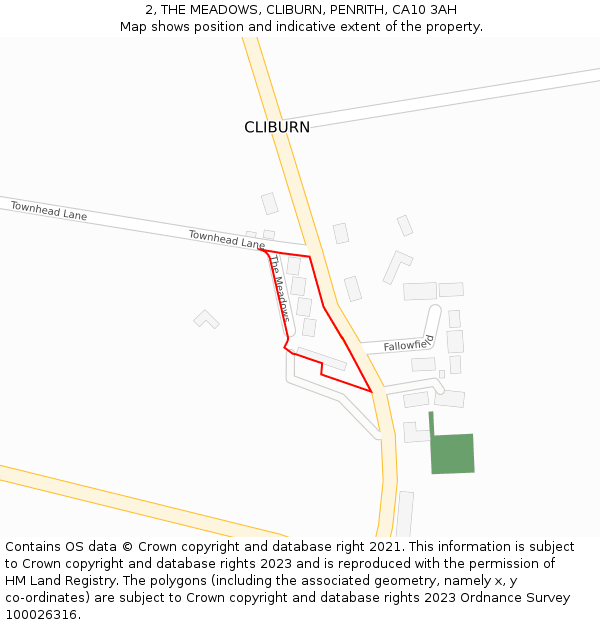 2, THE MEADOWS, CLIBURN, PENRITH, CA10 3AH: Location map and indicative extent of plot