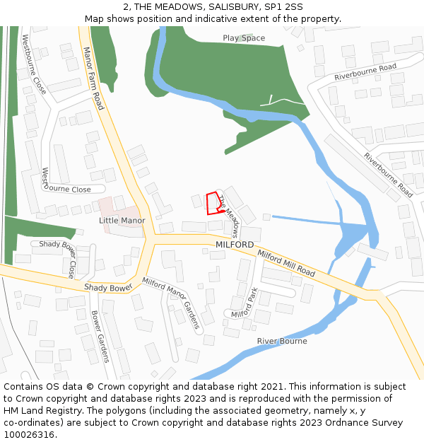 2, THE MEADOWS, SALISBURY, SP1 2SS: Location map and indicative extent of plot