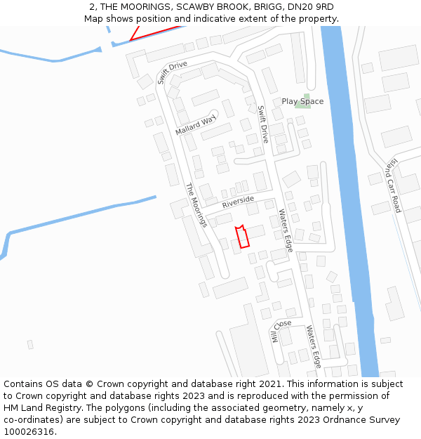 2, THE MOORINGS, SCAWBY BROOK, BRIGG, DN20 9RD: Location map and indicative extent of plot