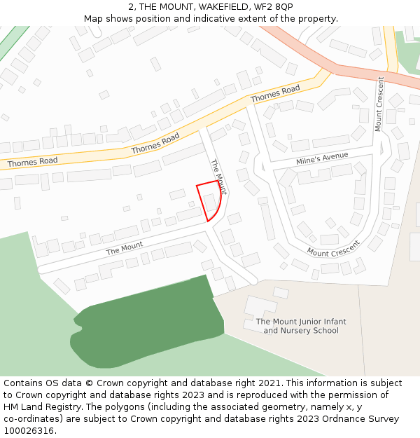 2, THE MOUNT, WAKEFIELD, WF2 8QP: Location map and indicative extent of plot