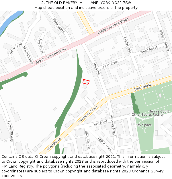 2, THE OLD BAKERY, MILL LANE, YORK, YO31 7SW: Location map and indicative extent of plot