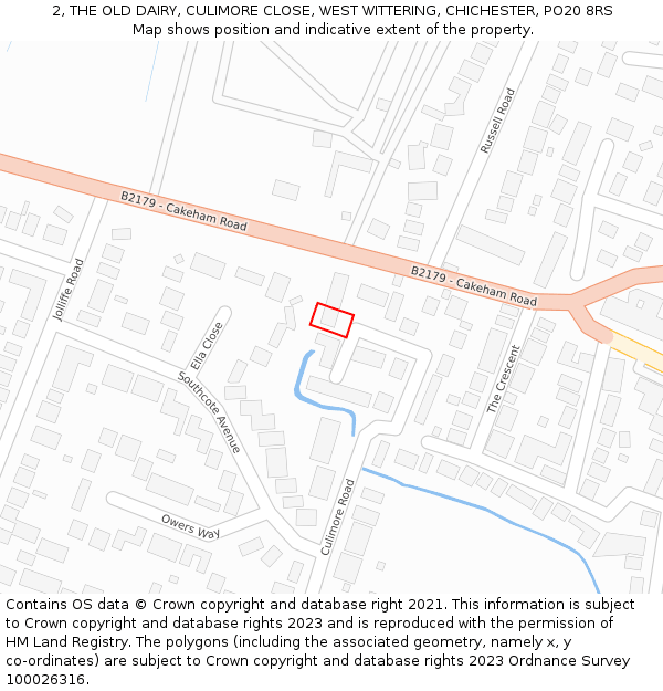 2, THE OLD DAIRY, CULIMORE CLOSE, WEST WITTERING, CHICHESTER, PO20 8RS: Location map and indicative extent of plot