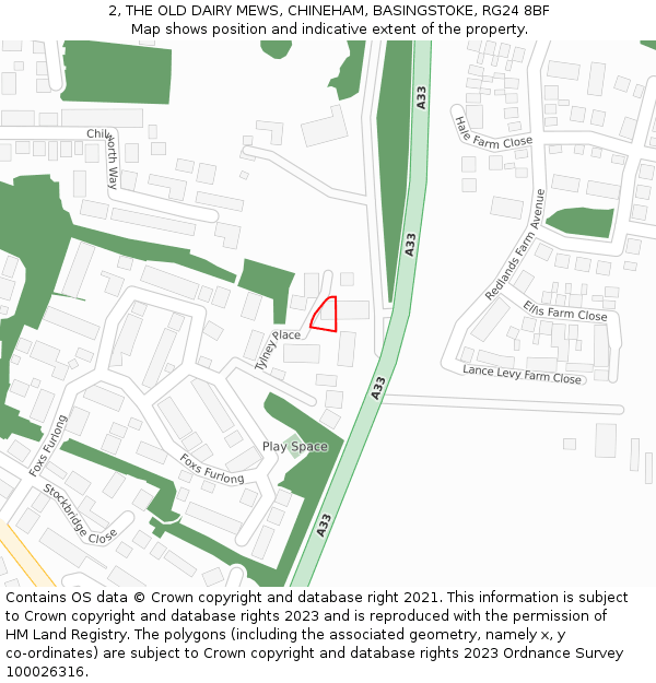 2, THE OLD DAIRY MEWS, CHINEHAM, BASINGSTOKE, RG24 8BF: Location map and indicative extent of plot