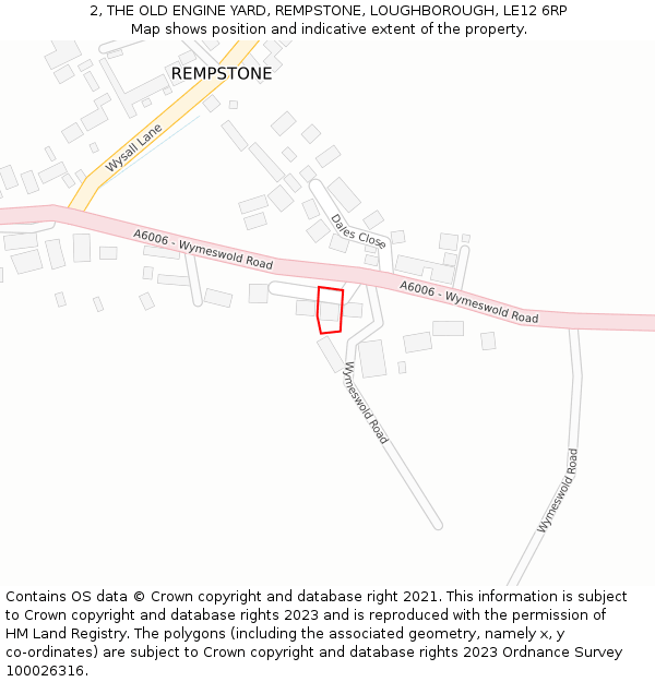 2, THE OLD ENGINE YARD, REMPSTONE, LOUGHBOROUGH, LE12 6RP: Location map and indicative extent of plot