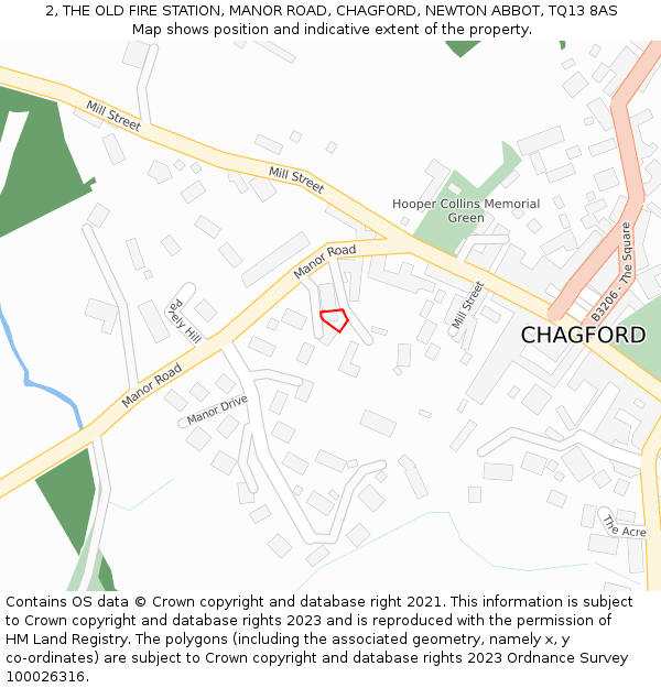 2, THE OLD FIRE STATION, MANOR ROAD, CHAGFORD, NEWTON ABBOT, TQ13 8AS: Location map and indicative extent of plot