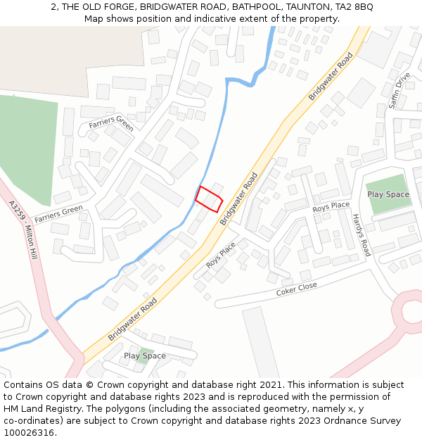 2, THE OLD FORGE, BRIDGWATER ROAD, BATHPOOL, TAUNTON, TA2 8BQ: Location map and indicative extent of plot