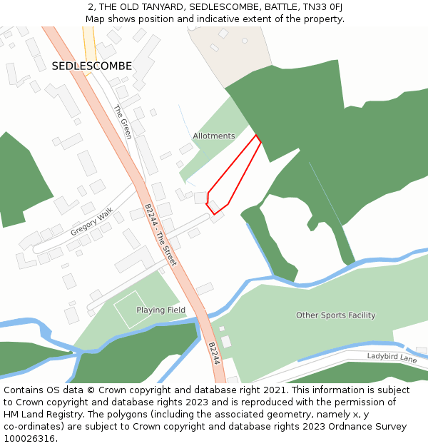 2, THE OLD TANYARD, SEDLESCOMBE, BATTLE, TN33 0FJ: Location map and indicative extent of plot