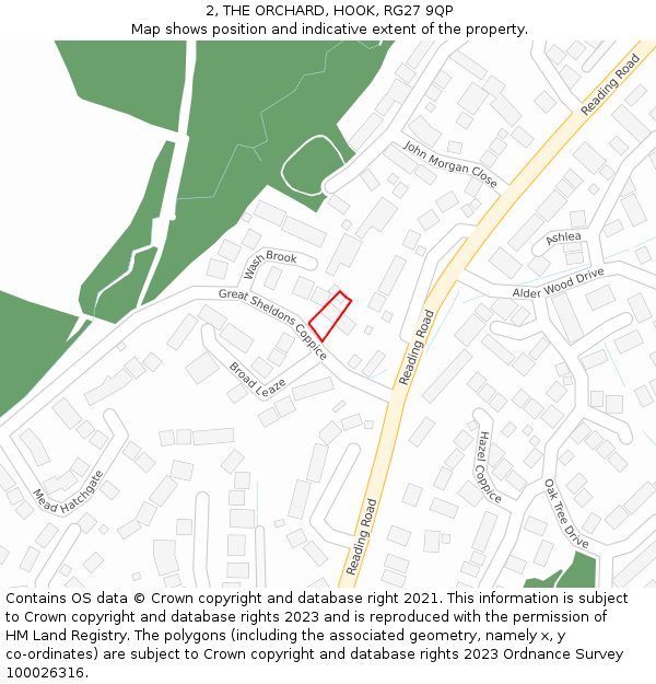 2, THE ORCHARD, HOOK, RG27 9QP: Location map and indicative extent of plot