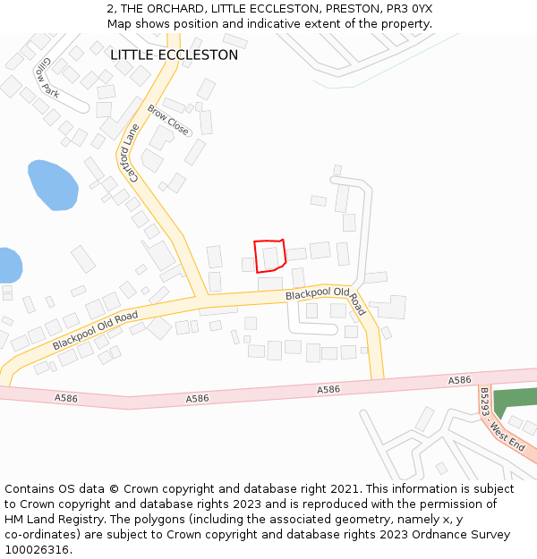 2, THE ORCHARD, LITTLE ECCLESTON, PRESTON, PR3 0YX: Location map and indicative extent of plot