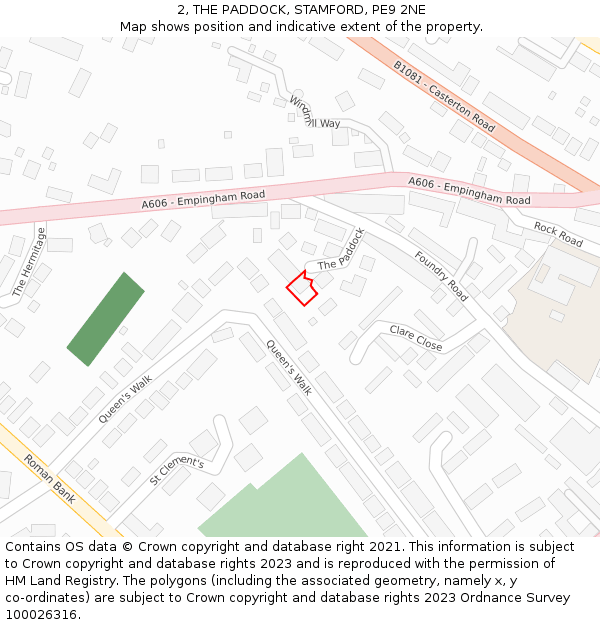 2, THE PADDOCK, STAMFORD, PE9 2NE: Location map and indicative extent of plot