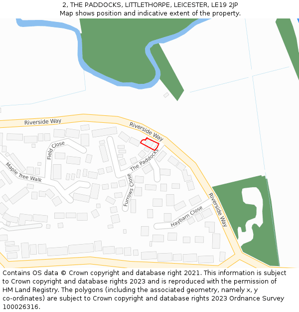 2, THE PADDOCKS, LITTLETHORPE, LEICESTER, LE19 2JP: Location map and indicative extent of plot