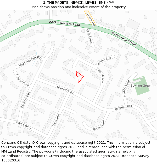 2, THE PAGETS, NEWICK, LEWES, BN8 4PW: Location map and indicative extent of plot