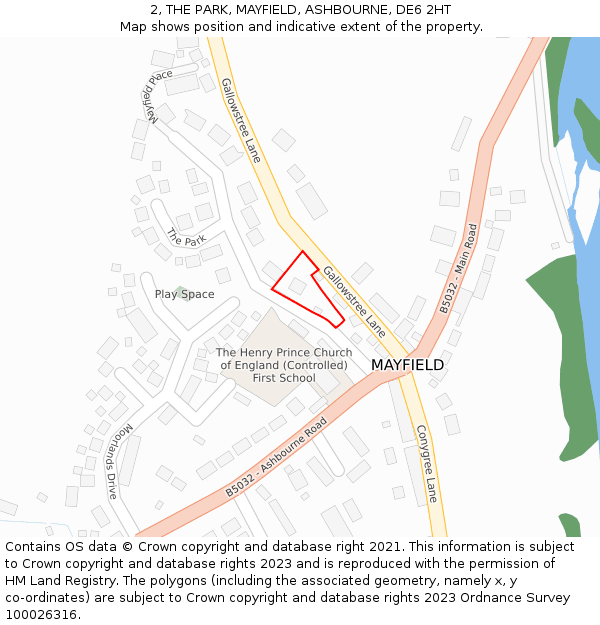 2, THE PARK, MAYFIELD, ASHBOURNE, DE6 2HT: Location map and indicative extent of plot