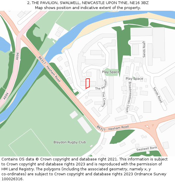 2, THE PAVILION, SWALWELL, NEWCASTLE UPON TYNE, NE16 3BZ: Location map and indicative extent of plot