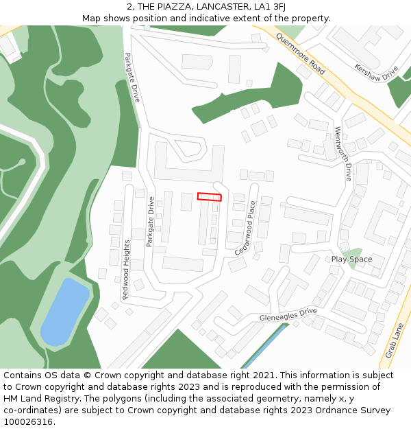 2, THE PIAZZA, LANCASTER, LA1 3FJ: Location map and indicative extent of plot