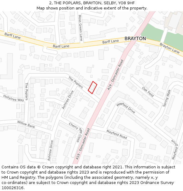 2, THE POPLARS, BRAYTON, SELBY, YO8 9HF: Location map and indicative extent of plot
