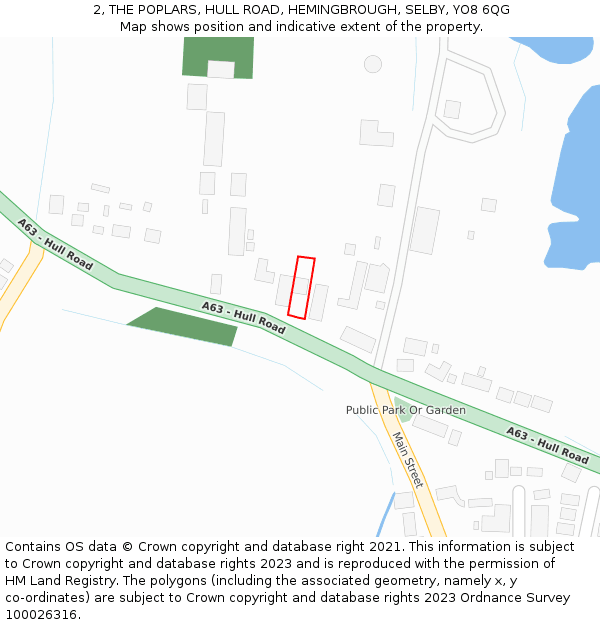2, THE POPLARS, HULL ROAD, HEMINGBROUGH, SELBY, YO8 6QG: Location map and indicative extent of plot