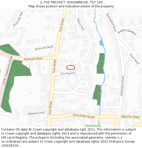 2, THE PRECINCT, KINGSBRIDGE, TQ7 1AP: Location map and indicative extent of plot