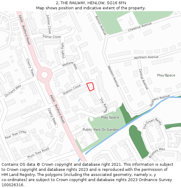 2, THE RAILWAY, HENLOW, SG16 6FN: Location map and indicative extent of plot