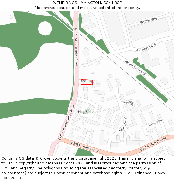 2, THE RINGS, LYMINGTON, SO41 8QP: Location map and indicative extent of plot