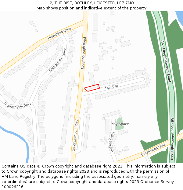 2, THE RISE, ROTHLEY, LEICESTER, LE7 7NQ: Location map and indicative extent of plot