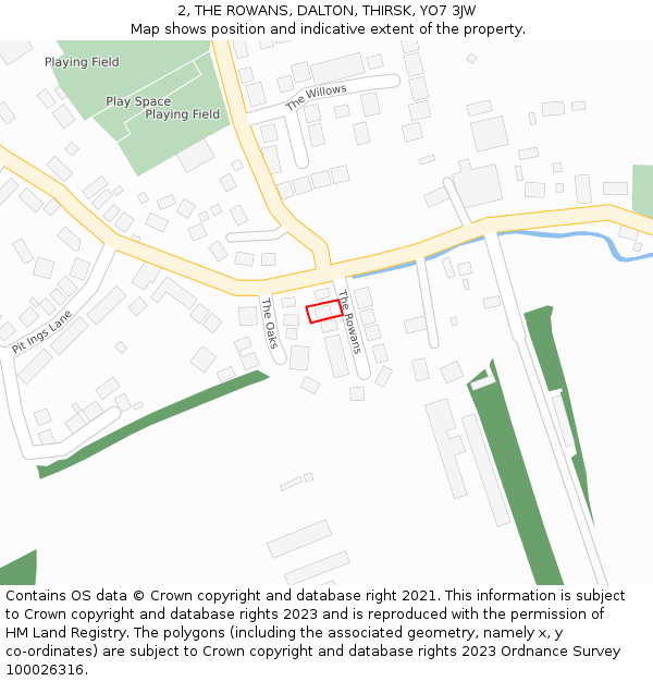 2, THE ROWANS, DALTON, THIRSK, YO7 3JW: Location map and indicative extent of plot