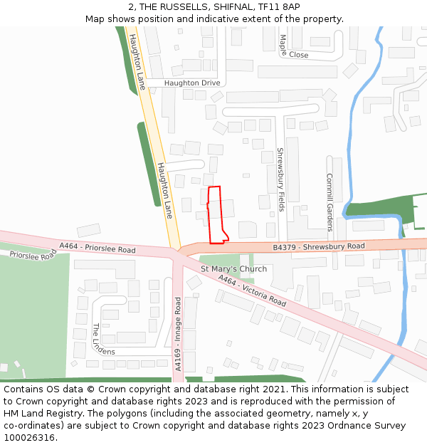 2, THE RUSSELLS, SHIFNAL, TF11 8AP: Location map and indicative extent of plot