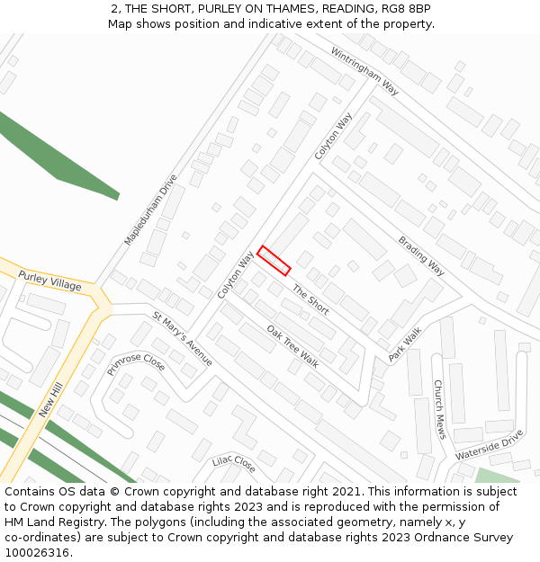 2, THE SHORT, PURLEY ON THAMES, READING, RG8 8BP: Location map and indicative extent of plot